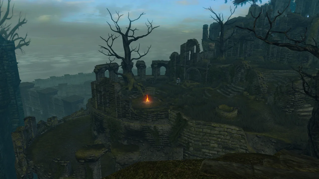 Screenshot of the Firelink Shrine from DARK SOULS REMASTERED